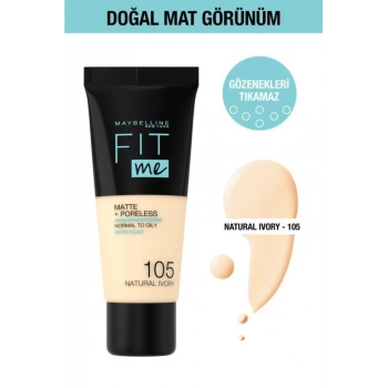 Maybelline New York Fit Me Matte + Poreless Fondöten - 105 Natural Ivory