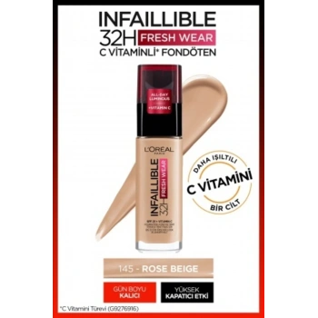 Loreal Paris Infaillible 32H Fresh Wear C Vitaminli Fondöten - 145 Rose Beige