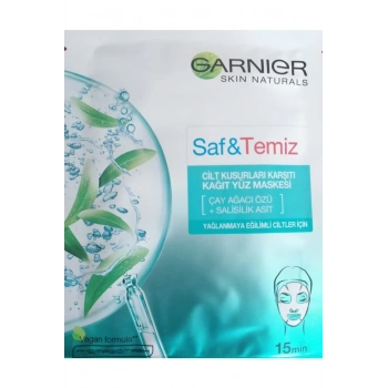 Garnier Vegan Saf & Temiz Cilt Kusurlarına Karşı Kağıt Yüz Maskesi