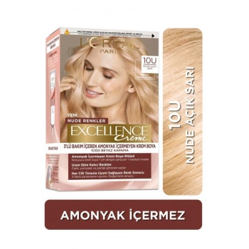 Loreal Paris Excellence Creme Nude Renkler Saç Boyası – 10u Nude Açık Sarı