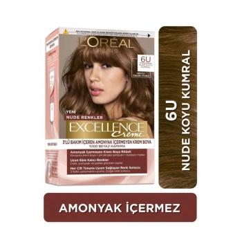 Loreal Paris Excellence Creme Nude Renkler Saç Boyası – 6u Nude Koyu Kumral