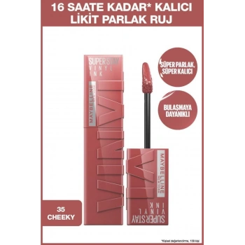 Maybelline Super Stay Vinyl Ink Uzun Süre Kalıcı Likit Parlak Ruj 35 Cheeky