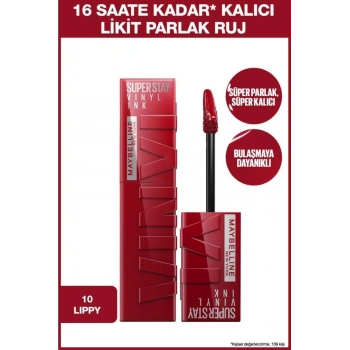 Maybelline Super Stay Vinyl Ink Uzun Süre Kalıcı Likit Parlak Ruj 10 Lippy