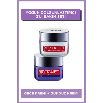 Loreal Paris Revitalift Filler Yoğun Dolgunlaştırıcı Yaşlanma Karşıtı Gece Kremi 50ml + Gündüz Kremi 50 ml
