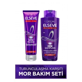 ELSEVE Turunculaşma Karşıtı Mor Saç Bakım Seti - Mor Şampuan 200 ml + Renk Düzeltici Saç Maskesi 150 ml