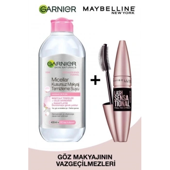 Maybelline New York Lash Sensational Intense Black Maskara + Garnier Micellar Kusursuz Makyaj Temizleme Suyu 400 ml