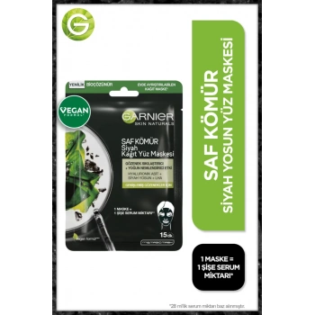 Garnier Skin Naturals Kömürlü Kağıt Yüz Maskesi Siyah Yosun