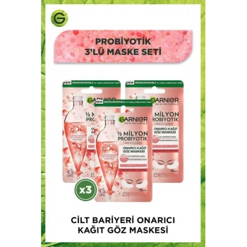 Garnier 1/2 Milyon Probiyotik Türevi İçeren Onarıcı Kağıt Göz Maskesi 3lü Set