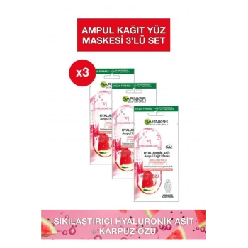 Garnier Hyaluronik Asit Sıkılaştırıcı Ampul Kağıt Maske 3lü Set