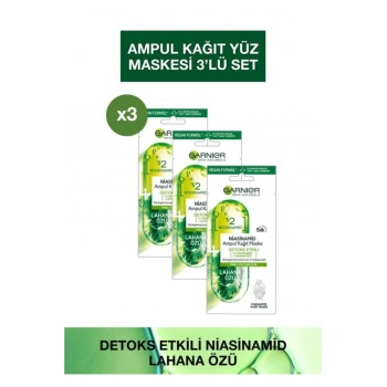 Garnier Niasinamid Detoks Etkili Ampul Kağıt Maske 3lü Set