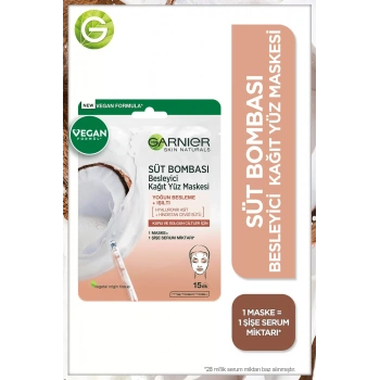 Garnier Süt Bombası Besleyici Kağıt Yüz Maskesi Hindistan Cevizi