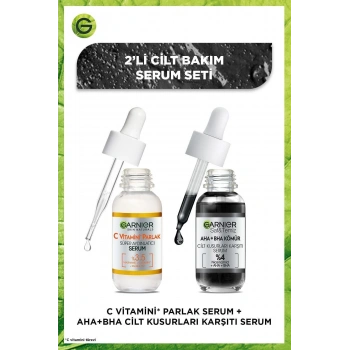 Garnier 2li Serum Seti - Aha+Bha Cilt Kusurları Karşıtı Serum & C Vitamini Parlak Süper Aydınlatıcı Serum