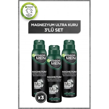 Garnier 3lü Garnier Men Magnezyum Ultra Kuru Sprey Erkek Deodorant Seti