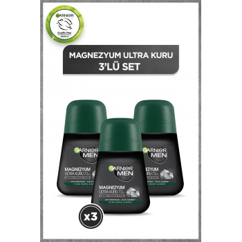 Garnier 3lü Men Magnezyum Ultra Kuru Roll-on Erkek