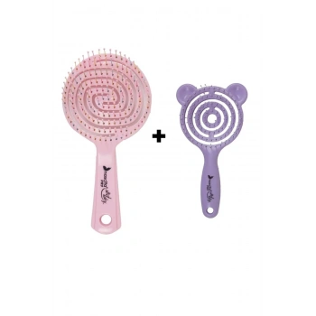 nascita 3D Flexi Kontrol Açma-Tarama Saç Fırçası Pembe -40 & Pro Üç Boyutlu Çocuk Saç Fırçası Lila -39