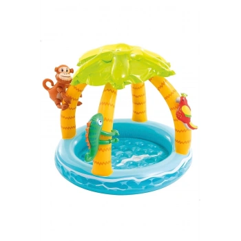 intex 58417 Tropik Ada Gölgelikli Şişme Çocuk Havuzu 102 cm - Şişirilebilir Oyun Havuzu