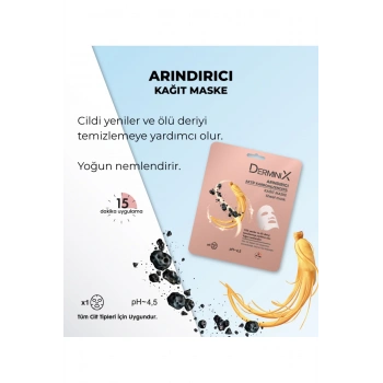 Derminix Arındırıcı Aktif Karbon ve Zencefil içeren Yüz Kağıt Maskesi
