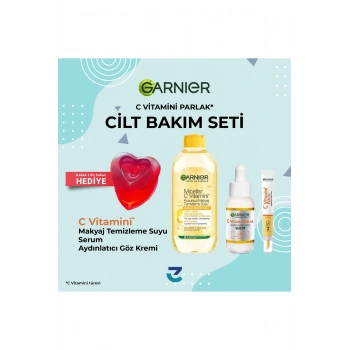 Garnier C Vitamini Parlak Aydınlatıcı Göz Kremi 15ml + Süper Aydınlatıcı Serum 30ml + Makyaj Temizleme Suyu