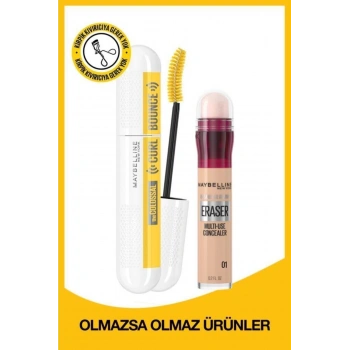 Maybelline New York Colossal Curl Bounce Maskara & Instant Anti Age Eraser Kapatıcı 01 Light 2li Göz Makyajı Seti