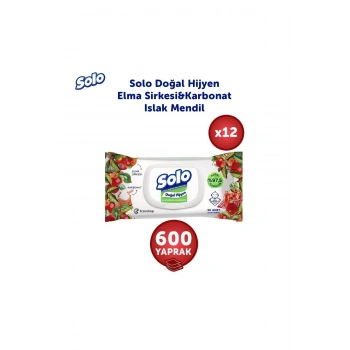 Solo Doğal Hijyen Elma Sirkesi & Karbonat Islak Mendil 12li 600 Yaprak