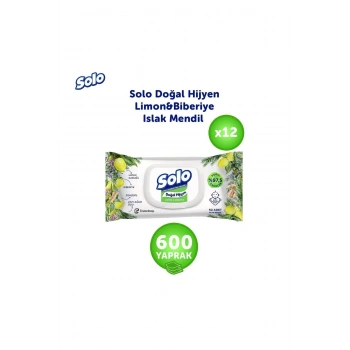 Solo Doğal Hijyen Limon & Biberiye Islak Mendil 12li 600 Yaprak