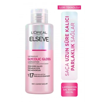 Elseve Glycolic Gloss Parlaklığı Saça Mühürleyen Laminasyon 5 Dakikada Durulanan Bakım 200 ml