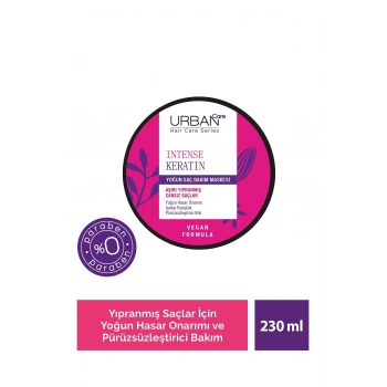 Urban Care Intense Keratin Aşırı Yıpranmış Saçlara Özel Yoğun Saç Bakım Maskesi - Vegan - 230 ml
