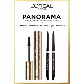 Loreal Paris Panorama Hacim Veren Maskara Siyah Infaillible Jel Eyeliner Göz Makyajı Seti