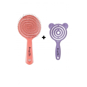 nascita Pembe Pro Üç Boyutlu Oval Saç Fırçası 02 & Pro Üç Boyutlu Çocuk Saç Fırçası Lila