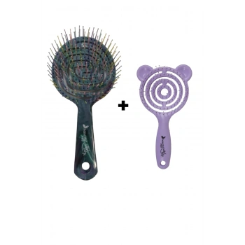 nascita Pro Wet & Dry Mavi Saç Fırçası & Pro Üç Boyutlu Çocuk Saç Fırçası Lila