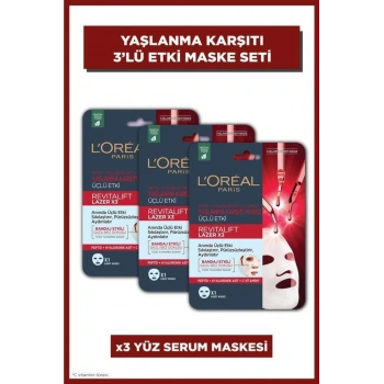 Loreal Paris Revitalift Lazer X3 Yaşlanma Karşıtı Maske 3lü Set