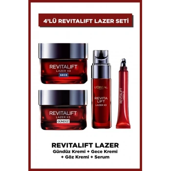 Loreal Paris Revitalift Lazer X3 Yoğun Yaşlanma Kırışıklık Karşıtı 4lü Cilt Bakım Seti
