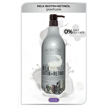 Morfose Saç Dökülmesi Karşıtı, Sülfatsız Milk Biotin Retinol İçerikli Tuzsuz Şampuan 1000 ml