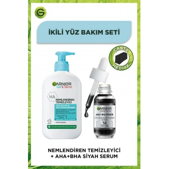 Garnier Saf & Temiz Nemlendiren Temizleyici 250 ml + Aha Bha Cilt Kusurları Karşıtı Serum 30 ml