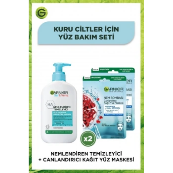 Garnier Saf & Temiz Nemlendiren Temizleyici 250 ml + Nem Bombası Canlandırıcı Kağıt Maske / 2 Adet