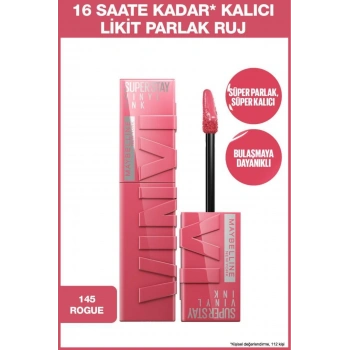 Maybelline New York Super Stay Vinyl Ink Uzun Süre Kalıcı Likit Parlak Ruj 145 Rogue