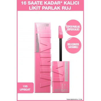 Maybelline New York Super Stay Vinyl Ink Uzun Süre Kalıcı Likit Parlak Ruj 155 Upbeat
