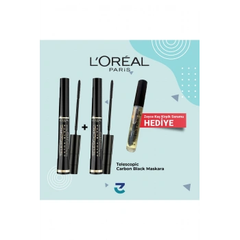 Loreal Paris Telescopic Carbon Black Maskara Siyah 2li Set & ZEYCE Kaş & Kirpik Bakım Serumu