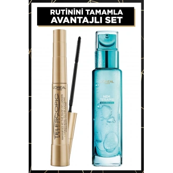 Loreal Paris Telescopic Gold Siyah Maskara+Nem Terapisi Aloe Vera Suyu Normalden Karmaya