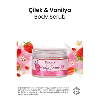 Derminix Vücut Peelingi Body Scrub Çilek Vanilya 300 ml