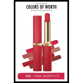 Loreal Paris Color Riche Colors Of Worth Intense Volume Matte Ruj - 100 Pink Worth It