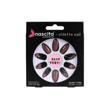 nascita Stiletto Gel Glitter Nails Takma Tırnak