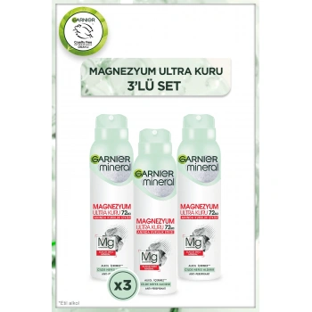 Garnier 3lü Mineral Magnezyum Ultra Kuru Sprey Deodorant Seti