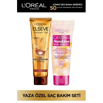Loreal Paris Casting Sunkiss Renk Açıcı Jel Elseve Mucizevi Yağ Saç Güzelleştirici Krem Kuru ve Sert Saçlar