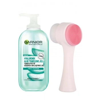 Garnier Hyaluronik Aloe Temizleme Jeli 200 ml ve Cilt Temizleme Fırçası