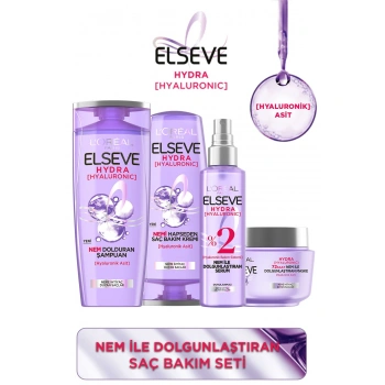 Elseve Hydra [hyaluronic] Nem Ile Dolgunlaştıran Saç Bakım Seti - Şampuan & Saç Bakım Kremi & Maske & Serum
