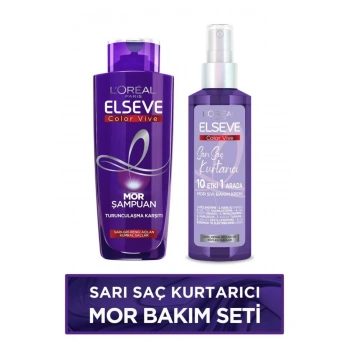 Elseve Sarı Saç Kurtarıcı Mor Bakım Seti - Turunculaşma Karşıtı Mor Şampuan & Mor Sıvı Bakım Kremi