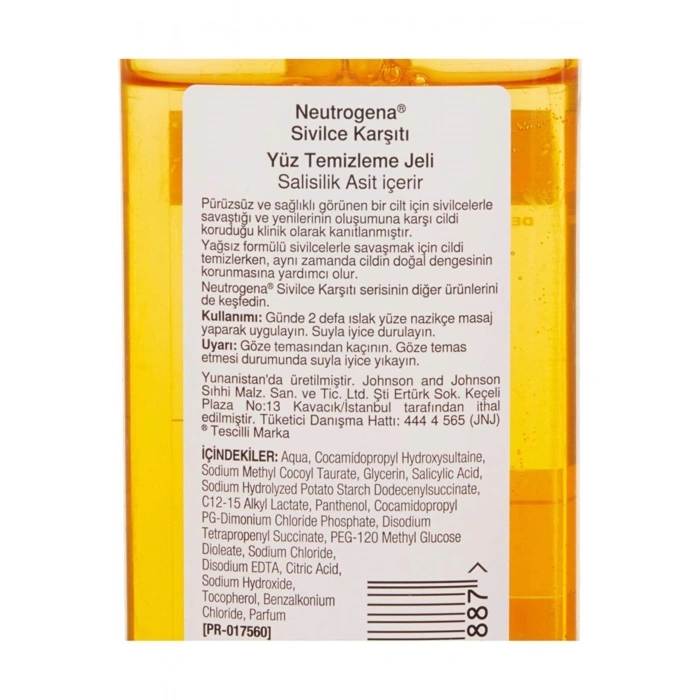 Neutrogena Sivilce Karşıtı Yüz Temizleme Jeli 200 ml
