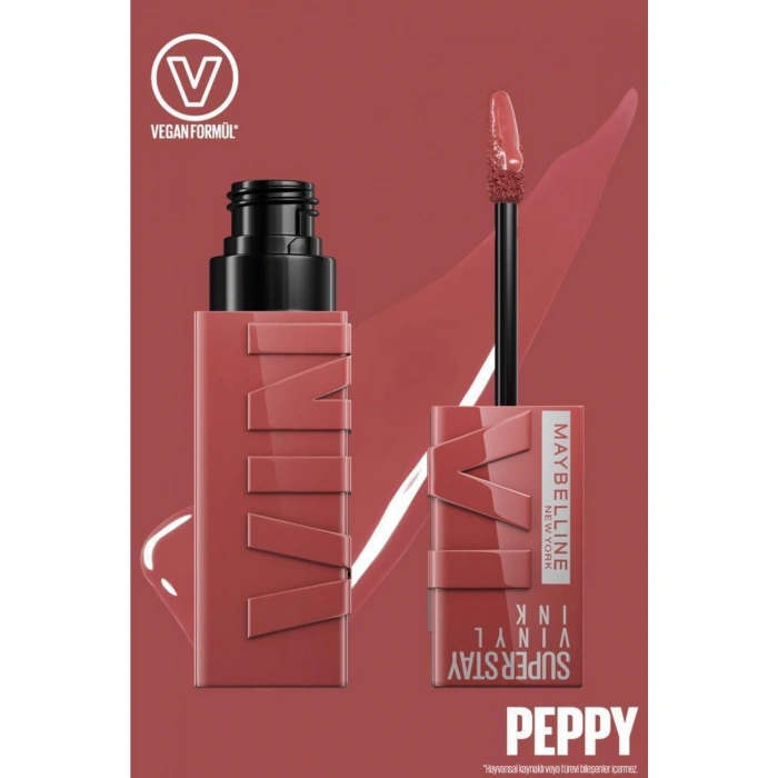 Maybelline New York Super Stay Vinyl Ink Uzun Süre Kalıcı Likit Parlak Ruj 115 Peppy
