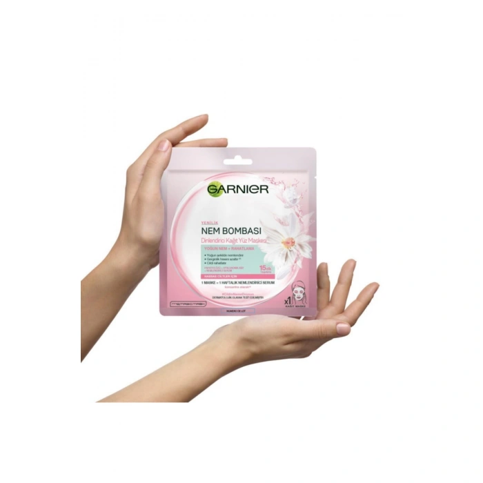 Garnier Hassas ve Kuru Ciltler için Nem Bombası Dinlendirici Kağıt Yüz Maskesi 3lü Set